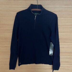 NWT Lauren Ralph Lauren vintage navy 1/4 zip pullover sweater XL blue cotton